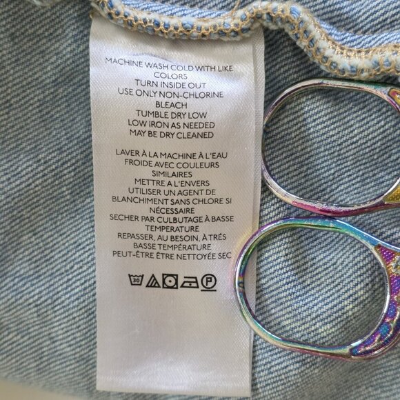 Pilcro Jean Jacket Women M Blue Comeback Boyfriend Denim Anthro Oversize Stretch - Picture 12 of 16